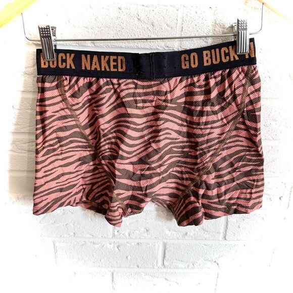 🚨4/$25 Duluth Trading Co. Orange Zebra Buck Naked Short Boxer Briefs Size Small - Picture 2 of 4
